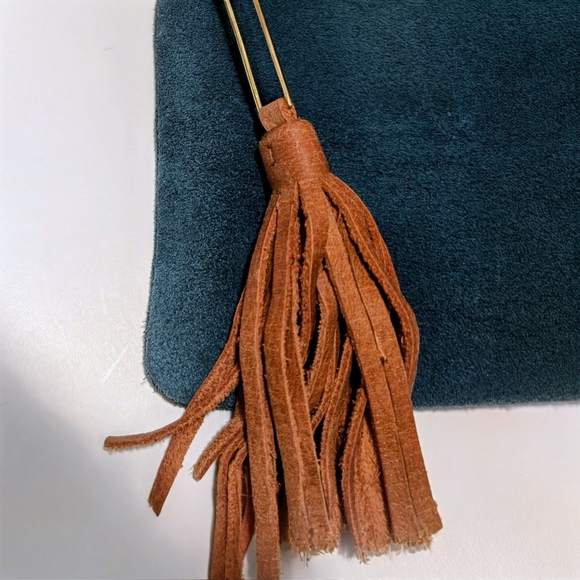 Anabaglish Teal Suede Leather Boho Purse - Picture 3 of 13